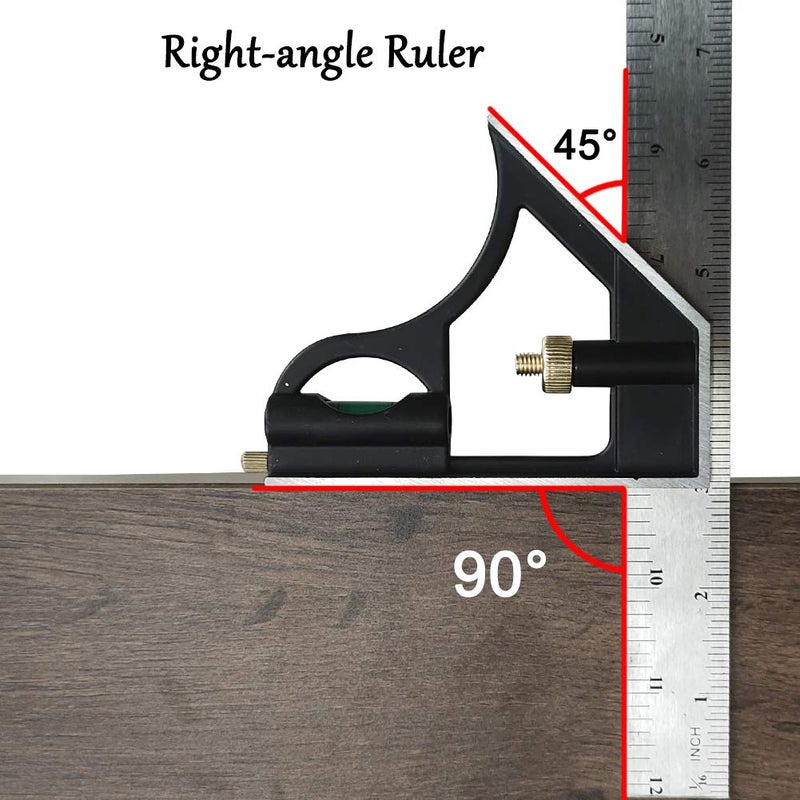 DUEBEL Combination Square - 12' Stainless Steel Multi-Function Carpentry Square with Right 90 Degree Angle Ruler - Image 3